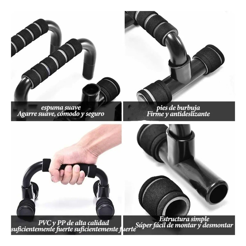 Manijas Para Flexiones 1 Par + 1 Par De Muñequeras