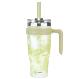 Zukro 40 oz Tumbler with Handle and Straw, Leakproof Vacuum Insulated Stainless Steel Coffee Cup with Screw on 2-in-1 Lid for Hot and Cold Drinks, Cupholder and Travel Friendly, Tiedye Cintron