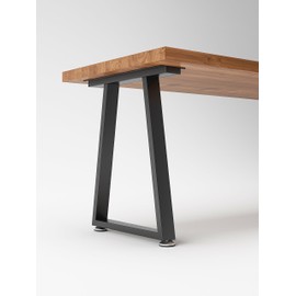 Metal Table Legs 28 inch Height x 17.7 inch Wide with Adjustable Protector Feet, Industrial & Rustic Style Heavy Duty Metal Furniture Legs for Desk/Table, (Bear Up to 800lb), Black, Trapezoid Set of 2