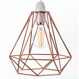 Giggi Rose Gold Cage Metal Basket Ceiling Light Shade, Wrought Iron Ceiling Fitting Light & Industrial Style Ring Light for Indoor and Metal Basket Pendant Light Shade with lamp Shade Reducer Ring