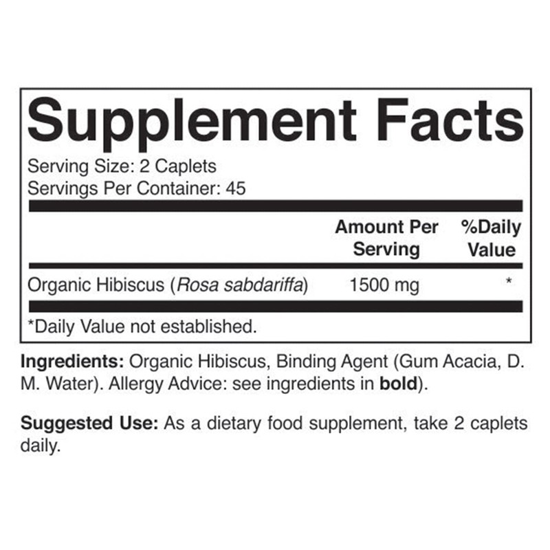 Brieofood Organic Hibiscus 1500mg, 45 Servings, Vegetarian, Gluten Free, 90