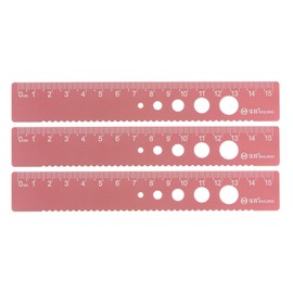 sourcing map Set of 3 Straight Ruler, 15 cm, Metric Aluminium Alloy Ruler, Wave Edge with Hollow Circle Measuring Tool for Children's Study, Classroom, Office, Dusky Pink