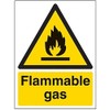 V Safety Flammable Gas Warning Sign - 150mm x 200mm
