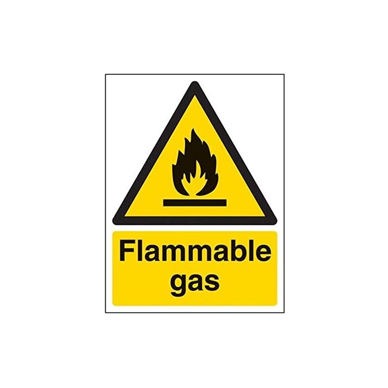 V Safety Flammable Gas Warning Sign - 150mm x 200mm