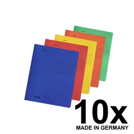 Original Falken 10-pack of intensive colour loose-leaf binders. Made in Germany. Made of recycled cardboard for DIN A4 commercial and public authority stapling, assorted colours, ideal for the office and school