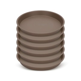 GROWNEER 6 Packs 10.6 Inches Plant Saucer Drip Trays, Suit for Pots Less Than 9 Inches Bottom Diameter, Round Plastic Plant Pot Saucers Flower Pot Tray for Indoor Outdoor Garden, Brown