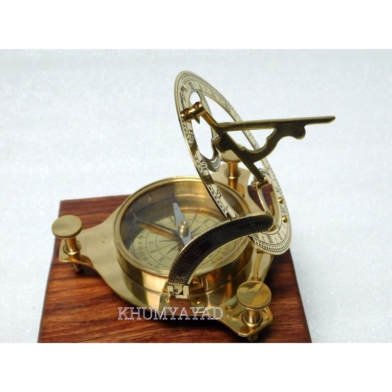 KHUMYAYAD 3" Brass compass sundial maritime nautical vintage antique nautical
