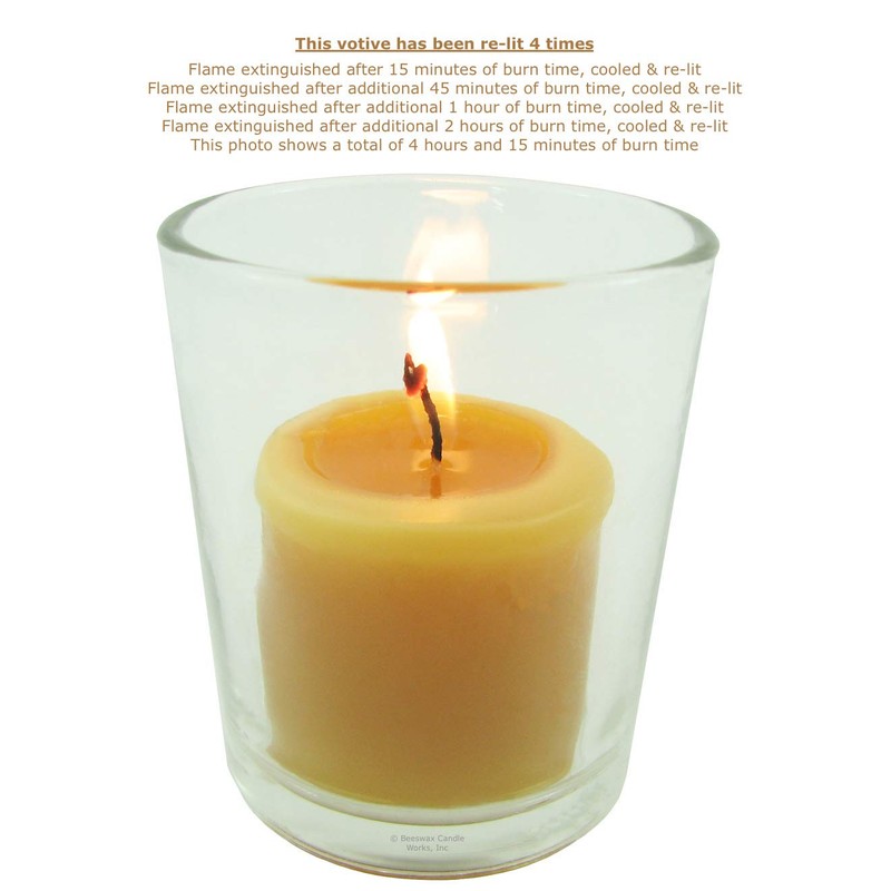 Beeswax Candle Works, 10-Hour Votives (Pack of 6) 100% USA