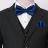 Mens Solid Color Double Fold Pre-tied Bow Tie and Pocket