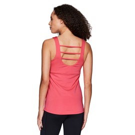 RBX Women's Tank Top with Built in Shelf Bra Low Support Bra Top Cami Strappy Hot Pink S