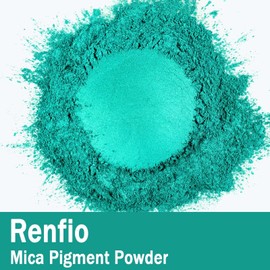 Renfio 100g Mica Powder Pigment, Metallic Natural Dye Mineral Pearl Shimmer Epoxy Resin Dye for Painting Soap Making Slime Bath Bombs 3.5 Oz - Turquoise