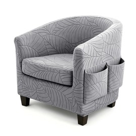 Tub Chair Covers 2 Piece - Leaf Pattern Elastic Armrest Chair Cover Seat