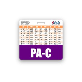 PA-C Badge Buddy Horizontal w/Height & Weight Conversion Charts (Standard, Purple)