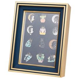 OLYCRAFT Pin Display Case, Badge Case, Medal Display Frame, Wooden Picture Frame, Pin Badge, Can Badge Storage Case, Display, Pin Frame, Storage Box, Dustproof, Scratch-Resistant, Blue, 6.7 x 2.1 x