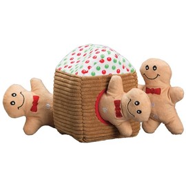 Patchwork Pet Gingerbread House and Men Dog Toy Christmas Plush Interactive Hide and Seek Set