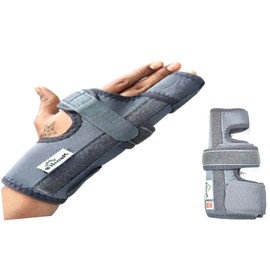 WITSOUL Boxer Finger Splint - Supports Pinky, Ring, Middle Metacarpals and Knuckles - Right or Left Both Hand Adjustable Brace (COLOR GREY) (SIZE SMALL)