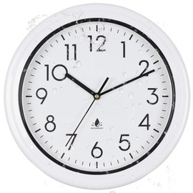 Aurowit 13 Inch Sealed Waterproof Outdoor Clock Non-Ticking Weatherproof Outdoor Wall Clocks Battery Operated Clock for Pool, Patio, Garden, Porch