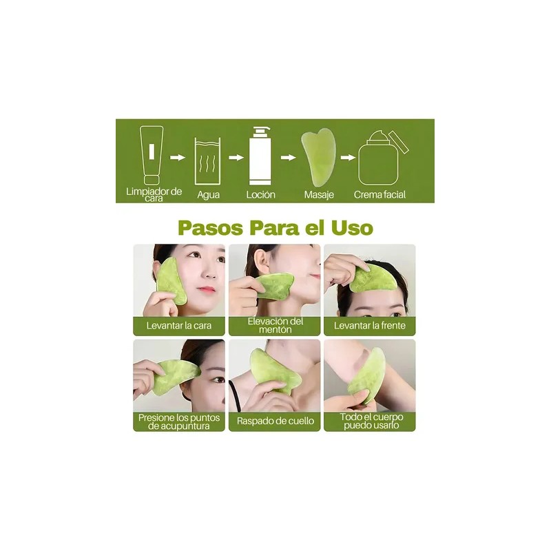 Kit Rodillo Y Piedra Gua Sha Masajeadora Anti-arrugas Kit 2