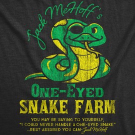 Mens Funny T Shirts Jack Mehoffs One Eyed Snake Farm Sarcastic Graphic Tee for Men Funny T Shirts Sarcastic Apparel for Men Cool Animal Short Sleeve Black - XXL