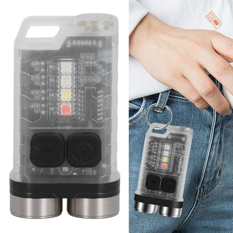 Keychain Flashlight 900LM White LED IP65 Waterproof Magnetic Tail Fluorescent