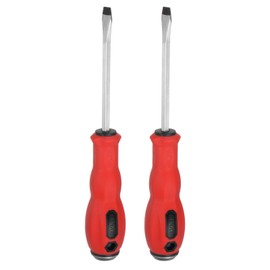 sourcing map 2pcs Go-Thru Screwdriver SL6 x 100mm S2 Steel High Torque Magnetic Slotted Flat Screwdrivers with Striking Cap for Fastening, Chiseling and Loosening