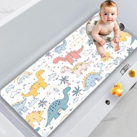 ORIGINNT Baby Bath Mat - Soft Kids Bath mat with Suction Cups, Extra Large and Machine Washable, Drain Holes Keep Bathtub Clean, Cartoon Pattern Colorful（40x16inch (YGD03)