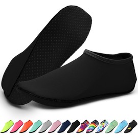 KATKLIU Water Socks – Non-Slip Diving Sock with Grippy Sole – Lightweight Quick Dry Swimming Socks for Men Women – Beach & Surfing Gear for Pool, Yoga, Indoor & Outdoor Sport-Black-36-37