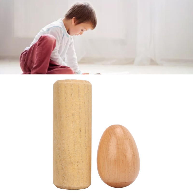 2PCS Wood Egg Shaker Natural Safe Musical Hand Percussion Instrument