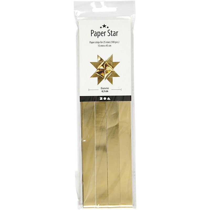 Paper Star Strips, W: 15 mm, D: 6,5 mm, gold,