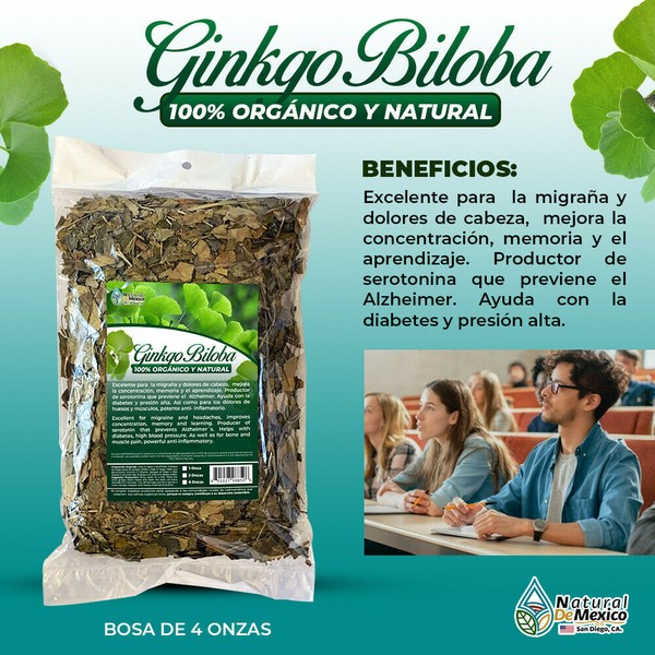 Tierra Naturaleza Ginkgo Biloba Leaves Herbal Tea 4 oz-113g Supports Brain Health, Natural Energy