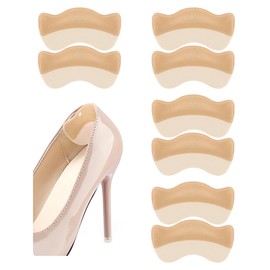 HiRui 4 Pairs Gel Heel Grips & Liners - Cushion Pads and Inserts for Loose Shoes, Prevent Heel Pain, Blisters, and Rubbing, Ideal for Womens & Mens Shoe Fit (4Pairs:Beige)