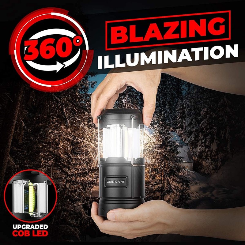 GearLight Camping Lantern - 2 Portable LED Battery Powered Lantern