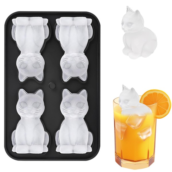 3D Cat Ice Cube Tray Mold for Freezer,BOBORedjia Leak-proof Silicone