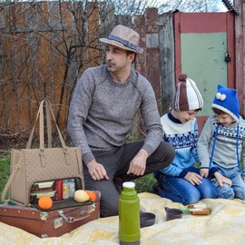 NLWF The Ultimate 2-in-1 Tote Bag, Work Tote Purses with Lunch Compartment, Leakproof Cooler Tote Bag with Storage Pocket (Beige)