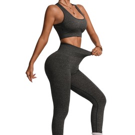 Lynmai High Stretch Seamless Yoga Set – Gray Sports Bra and Leggings, Breathable Design, Perfect for Gym, Yoga