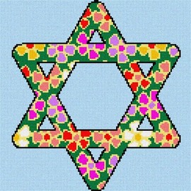 Pepita Needlepoint Canvas: Star of David Floral, 10" x 10"
