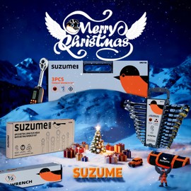 SUZUME 12-Piece (1/4”-7/8”) Flex Head Ratcheting Wrench Set 72 Teeth Sae Ratcheting Wrench Set Black Nickel Coating Ratchet Wrenches Set with 180° Flex Head For Bicycles, Cars,Motorcycle