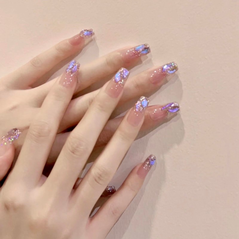 Domiya Nail Tip, 3D Nails, 24 Pieces, Very Short, Popular,