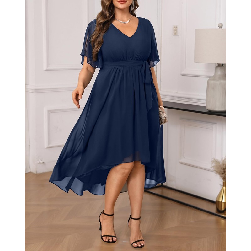 Plus Navy Blue Dress Mother of The Bride Wedding Guest