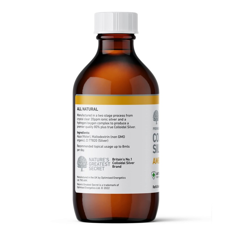 Nature's Greatest Secret Premium Quality Antibacterial Amber 80% Colloidal Silver