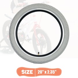 MEGHNA Bike Tire 20 x 2.35 inch Mountain Bike Tire with Tire Lever (60-406) Foldable Tire Replacement for Mountain Bike BMX Freestyle Kids Bike Cruiser Bike Folding Bike (20 x 2.35-2 Pack - Grey)