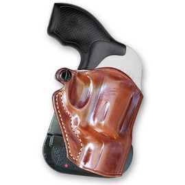 Premium Leather OWB Paddle Revolver Holster with Open Top fits, Smith Wesson J-Frame 2" BBL, 442,649 Bodyguard, Left Hand Draw, Brown Color #1056#