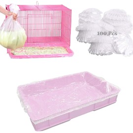 BNOSDM 100 PCS Disposable Rabbit Cage Liner Plastic Guinea Pig Cage Bedding Hamster Litter Pan Bags Universal Toilet Film For Bunny Chinchilla Ferret Hedgehog Small Animals (47")