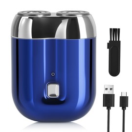 Mini Electric Shaver for Men, Upgrade Pocket Dual Head Shaver, Portable Razor for Men, Rechargeable Waterproof Compact Travel Electric Razor, USB Close Battery shavers (Blue)