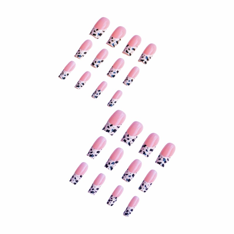 BABALAL Square Press on Nails Medium Fake Nails Cow Print
