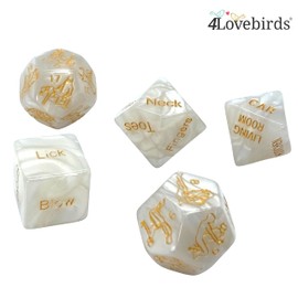 5 White Dice - Romantic Role Playing Dice Party Dice Game, Valentine's Day Gift for Hen Party, Honeymoon, Bacherette Party, Him and Her, Bridal Shower, Groom Roast, Newlyweds,Wedding Anniversary