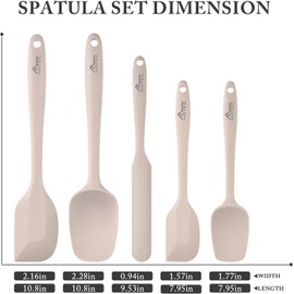 HOTEC - Juego de espátulas de goma de silicona resistente al calor de 700 °F, espátulas de cocina para hornear, mezclar para utensilios de cocina antiadherentes, apto para lavaplatos, juego de 5