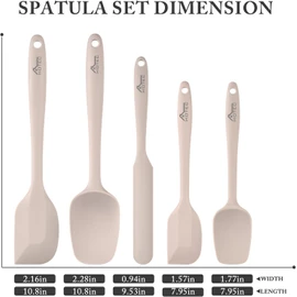 HOTEC - Juego de espátulas de goma de silicona resistente al calor de 700 °F, espátulas de cocina para hornear, mezclar para utensilios de cocina antiadherentes, apto para lavaplatos, juego de 5