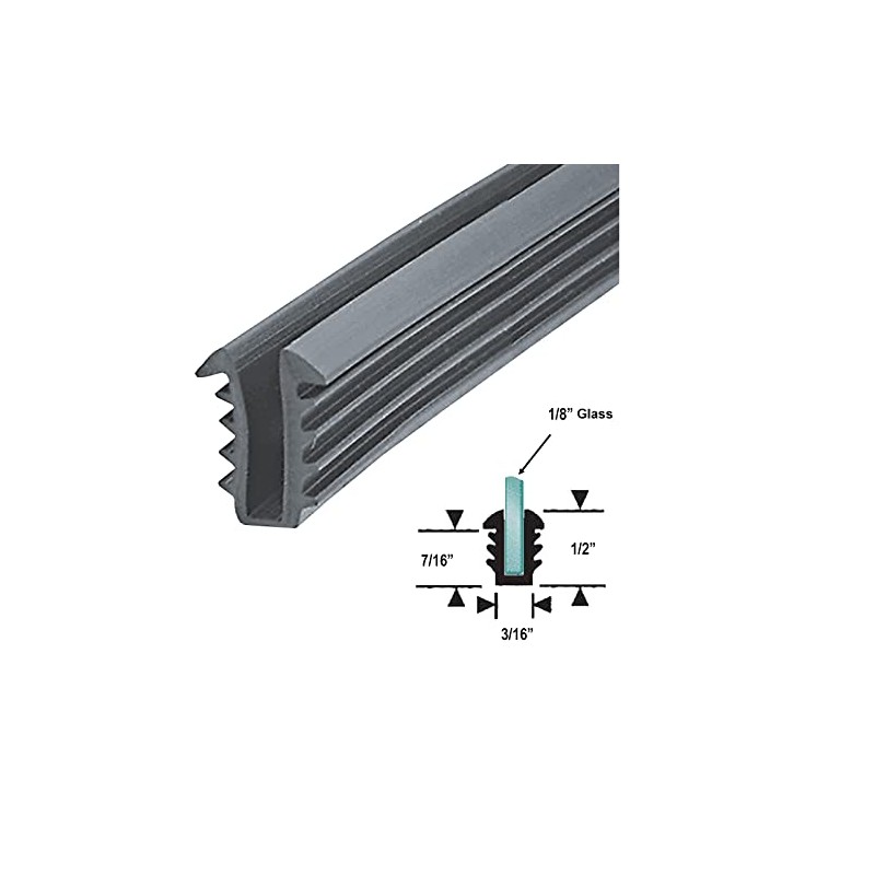 Gordon Glass® Gray Shower Door Replacement Glazing Vinyl for 1/8"
