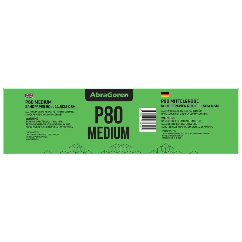 Sandpaper Roll, Medium K80, 115 mm x 5 m, Sandpaper